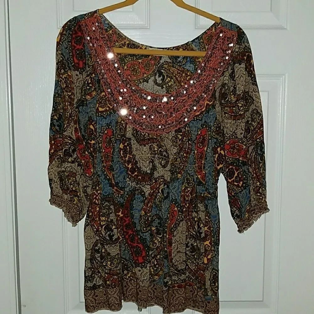 Live and Let Live peasant blouse Sz PL